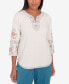 Фото #1 товара Petite Sedona Sky Split Neck Embroidered Top