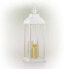 28" Candlelit Lantern with LED Lights White - Alpine Corporation