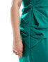 Фото #4 товара ASOS DESIGN Curve high neck one shoulder drape maxi dress with thigh split in green