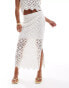 New Look diamond pattern crochet midi skirt co-ord in cream