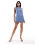 Фото #4 товара ASOS DESIGN denim boat neck swift dress in midwash blue