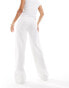 Фото #2 товара ASOS DESIGN wide leg pointelle trouser in white