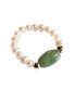 Isa — Jade and beaded pearl stretch ring