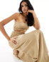 4th & Reckless textured bandeau cut out side maxi dress in light brown