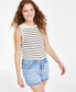 ფოტო #1 პროდუქტის Women's Striped Roll-Neck Cotton Sweater Vest