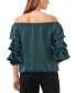 Фото #5 товара Women's Off The Shoulder Bubble Sleeve Tie Front Blouse