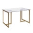 Фото #1 товара 47" Iron Dining Table With Tempered Glass Top, Clear