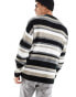 ASOS DESIGN knitted oversized textured stripe jumper in monochrome