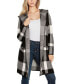 ფოტო #1 პროდუქტის Women's Hooded Plaid Coatigan Sweater