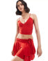 Pull&Bear strappy polyamide cami top co-ord in red Красный, L - EU 40 - фото #1