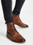 Фото #1 товара ASOS DESIGN brogue boots in tan leather with natural sole