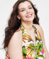 Фото #3 товара Plus Size Linen-Blend Tie-Front Halter Top, Created for Macy's