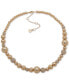 Фото #1 товара DKNY gold-Tone Pavé Fireball Beaded Collar Necklace, 16" + 3" extender