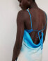 NA-KD open back mini dress in blue watercolour ombre