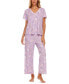 ფოტო #1 პროდუქტის Women's 2-Pc. Nancy Printed Capri Pajamas Set