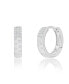 ფოტო #1 პროდუქტის Sterling Silver Small CZ & Brushed Hoop Earrings