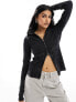 Фото #1 товара Weekday Cut tight fit zip through hoodie in black