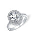 ფოტო #1 პროდუქტის Traditional Vintage Style Brilliant Cut Cubic Zirconia AAA CZ Promise 4CT Oval Pave Halo Engagement Ring For Women .925 Sterling Silver