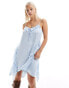 Labelrail x Daisy Birchall ruffle bow jacquard satin camisole dress in blue Синий, 46 - фото #1