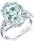 ფოტო #1 პროდუქტის Green Quartz (9 ct. t.w.) & Diamond Accent Oval Statement Ring in Sterling Silver