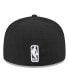 Фото #3 товара Men's Black Brooklyn Nets Piped & Flocked 59Fifty Fitted Hat