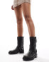 Glamorous Wide Fit harness biker boots in washed grey