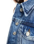 Фото #2 товара ONLY puff sleeve denim jacket in mid blue