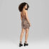 Фото #2 товара Women's Lace-Up Back Satin Bodycon Dress - Wild Fable Cognac Tiger Print XL