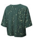 Women's Threads Green Distressed Green Bay Packers Bleach Splatter Notch Neck Crop T-shirt