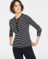 Trendy Plus Size Striped Ribbed Henley, Created for Macy's Deep Black Cmb, 4X - фото #1