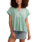 ფოტო #1 პროდუქტის Women's Eyelet-Trim Split-Neck T-Shirt