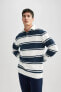 Фото #8 товара Comfort Fit Polo Yaka Çizgili Sweatshirt A5961ax23au