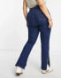 Yours split hem straight leg jean in mid blue Голубой, 44 - фото #2