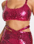 Simmi Tall Summer sequin bralette top co-ord in pink