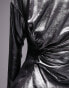 Фото #6 товара Topshop premium tuck waist lame top in silver