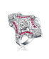 ფოტო #1 პროდუქტის Sterling Silver Baguette and Round Cubic Zirconia Modern Ring