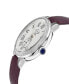 ფოტო #2 პროდუქტის Women's Astor Swiss Quartz Burgundy Genuine Leather Strap Watch 40mm