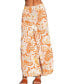 Women's Orange Paisley Elastic Waist Wide Leg Pants