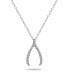 Cubic Zirconia Wishbone Slide Pendant in 18k Gold Plated Sterling Silver or Sterling Silver