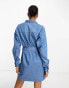 Фото #4 товара ASOS DESIGN Tall denim mini dress with belt in midwash