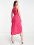 Фото #2 товара TFNC Bridesmaid one shoulder wrap dress in fuchsia pink