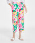Фото #1 товара Women's 100% Linen Printed Cropped Pull-On Pants, Created for Macy's