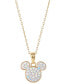 Crystal Mickey Mouse Pendant Necklace in 18k Gold-Plated Sterling Silver, 18" + 2" extender