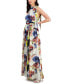 Фото #3 товара Women's Printed Tie-Neck Sleeveless Smocked-Waist Maxi Dress