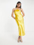 Miss Selfridge satin halter maxi slip dress in yellow