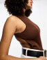 Stradivarius seamless body with open back in brown