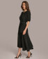 ფოტო #5 პროდუქტის Donna Karan Women's Puff-Sleeve Belted A-Line Dress