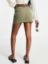 Miss Selfridge belted low rise cargo skirt in khaki