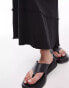 Topshop linen raw edge trim bias maxi skirt in black