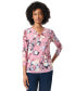 ფოტო #4 პროდუქტის Petite V-Neck Moss Crepe 3/4-Sleeve Top